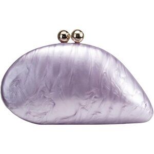 Women's Lavender Acrylic Evening Glitter Marble Seashell Chain Shoulder Bag